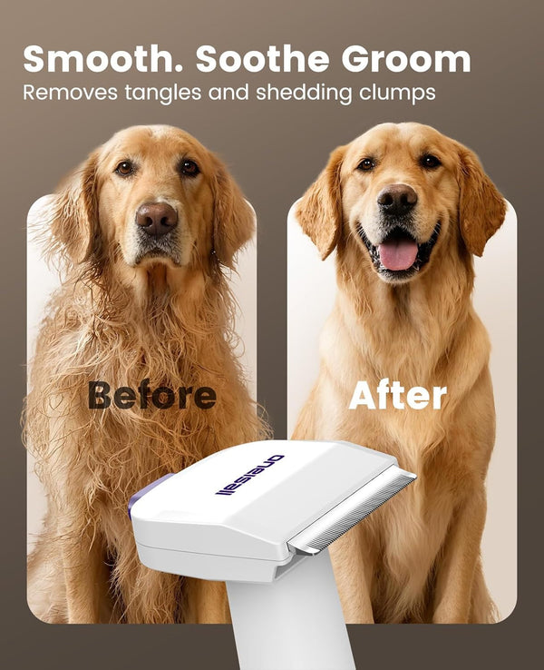 Oneisall Dog Hair Vacuum Shedding Grooming Brush Kits for Pet Thick Coats | 15000Pa,3 Suction Low Noise,1.5L Dust Cup,5 in 1 Kits(Grooming/Deshedding/Cleaning Brush,Remover Roller,Crevice Tool), LM55