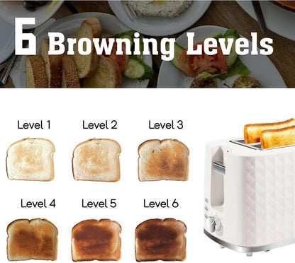 Toaster 2 Slices, Toasters Wide Slot, Bread Toaster with Cancel, Bagel, Defrost Function, Bagel Toasters with Removable Tray & 6 Temperature Settings, Beige3