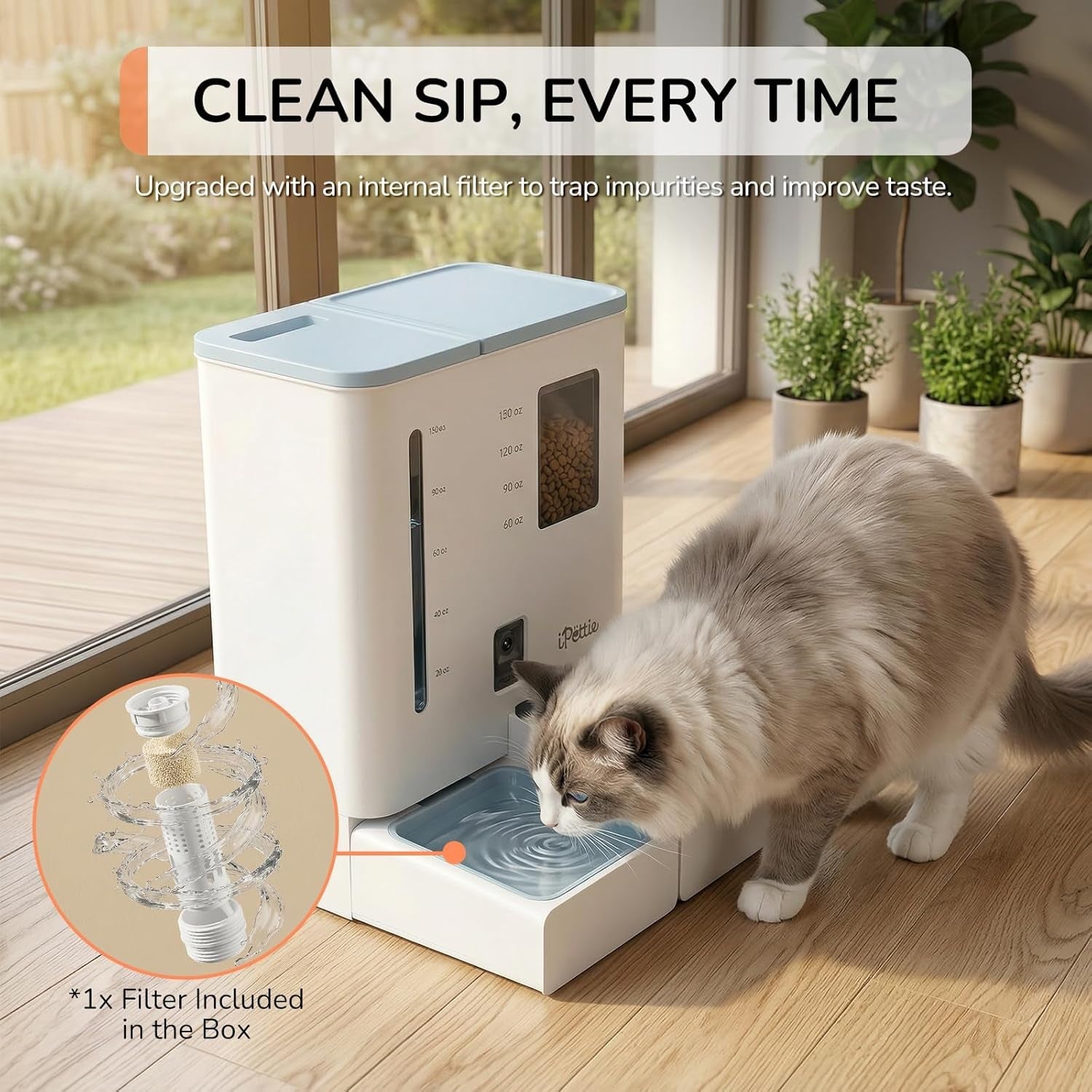 ipettie-camera-automatic-cat-feeder-and-water-dispenser-5g-2-4ghz-wifi-2k-hd-video-night-vision-app-scheduling-alerts-1-filter-included-300oz-large-capacity-for-2-weeks-fw54-camera-version