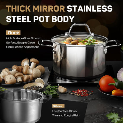 11-Piece Tri-Ply Stainless Steel Pots and Pans Set, 18/10 Stainless Steel Cookware Set with Steamer Insert, Induction Kitchen Cookware Sets with Cool Ergonomic Handles, Dishwasher, Oven Safe5