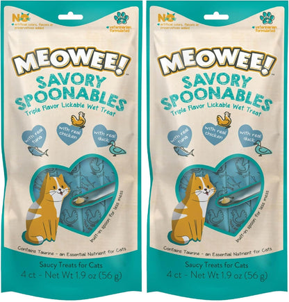 MEOWEE! Savory Spoonables Variety Pack, 12 Count Tube, Triple Flavor Squeezable Lickable Wet Treats for Cats with Built-In Spoon for Less Mess33