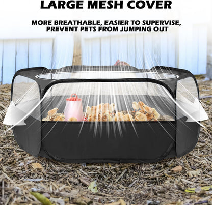 UWE Small Animal Playpen, Waterproof Foldable Pet Playpen, Black | Anti-Escape Exercise Pet Tent, Bite Resistant Breathable Mesh, Leakproof Base, Easy Fold Storage, Indoor Outdoor for Pets4