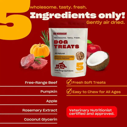 OH NORMAN! Soft Beef Jerky Dog Treats, Free-Range Beef, 6 Oz | Air-Dried, Free-Range Beef Jerky with Limited Ingredients, Gentle on Sensitive Stomachs. Great for Training & Daily Rewards2