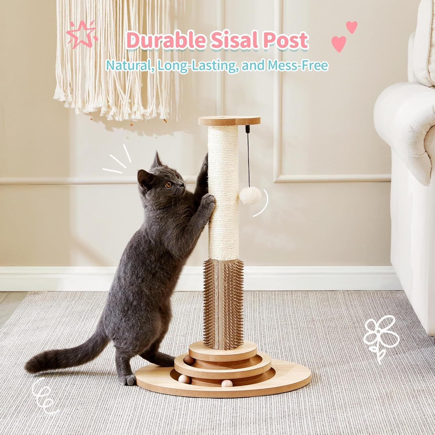 made4pets-cat-scratching-post-for-indoor-cats-with-self-groomer-23-cat-scratcher-with-natural-sisal-rope-stable-base-and-interactive-ball-track-cat-toys-for-kittens-and-small-indoor-cats