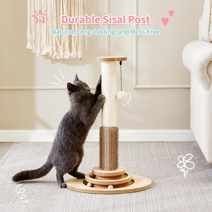 Made4Pets Cat Scratching Post for Indoor Cats with Self Groomer, 23" | Cat Scratcher with Natural Sisal Rope, Stable Base and Interactive Ball Track, Cat Toys for Kittens and Small Indoor Cats6