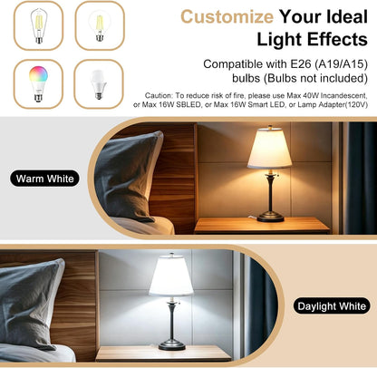 Metal Table Lamp for Bedroom, Pack of 2, Black Base (Bulb Not Included) | Modern Decor Lighting for Living Room Bedside Nightstand Office, White Linen Fabric Shade Desk Lamp with Black Metal Base9