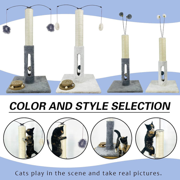 31" Cat Scratching Post Kitten Toys for Indoor Cats Interactive Scratcher with Tracking Ball, Sisal Scratch Rope for Large Cats,Sturdy Base Cat Scratch Post, (Gray, 31" H)7