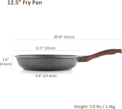 12.5 Inch Nonstick Frying Pan Skillet, Swiss Granite Coating Omelette Pan, Healthy Stone Cookware, PFOA Free8