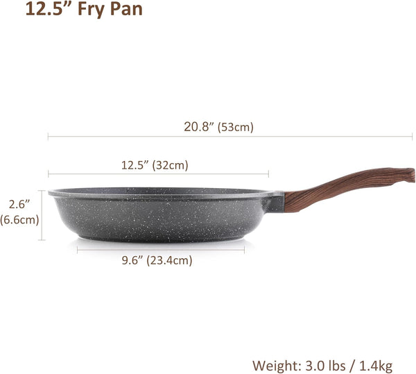 12.5 Inch Nonstick Frying Pan Skillet, Swiss Granite Coating Omelette Pan, Healthy Stone Cookware, PFOA Free8