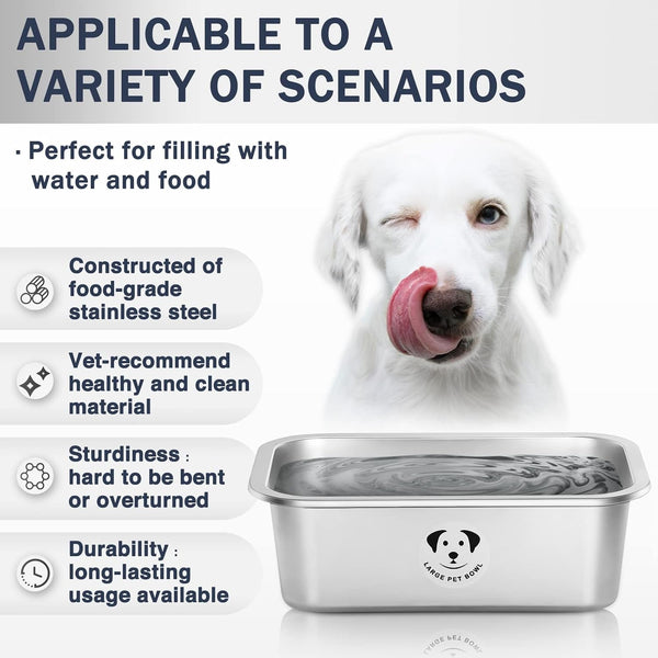 Stainless Steel Dog Bowls for Large Dogs, High Capacity Metal Dog Food Bowls, Food and Water Bowl for Larges, X-Large, and Big Dogs 1.25 Gallons2