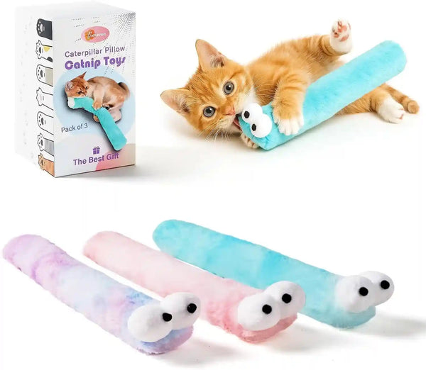 Gochanmon Cat Toys Pillows,3 Pack, Catnip Inside,Soft and Durable Kick Sticks with Crinkle Sound, Interactive Indoor Kitten Play and Exercise Toy 12.5 Inches1