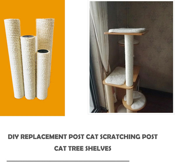 2Pcs M10 Cat Tree Replacement Post - 10Mm Bolt Sisal Cat Scratching Post Replacement Pole DIY M10 Bolt Sturdy PVC Tubes Screws Included (2.36 * 19.68")7