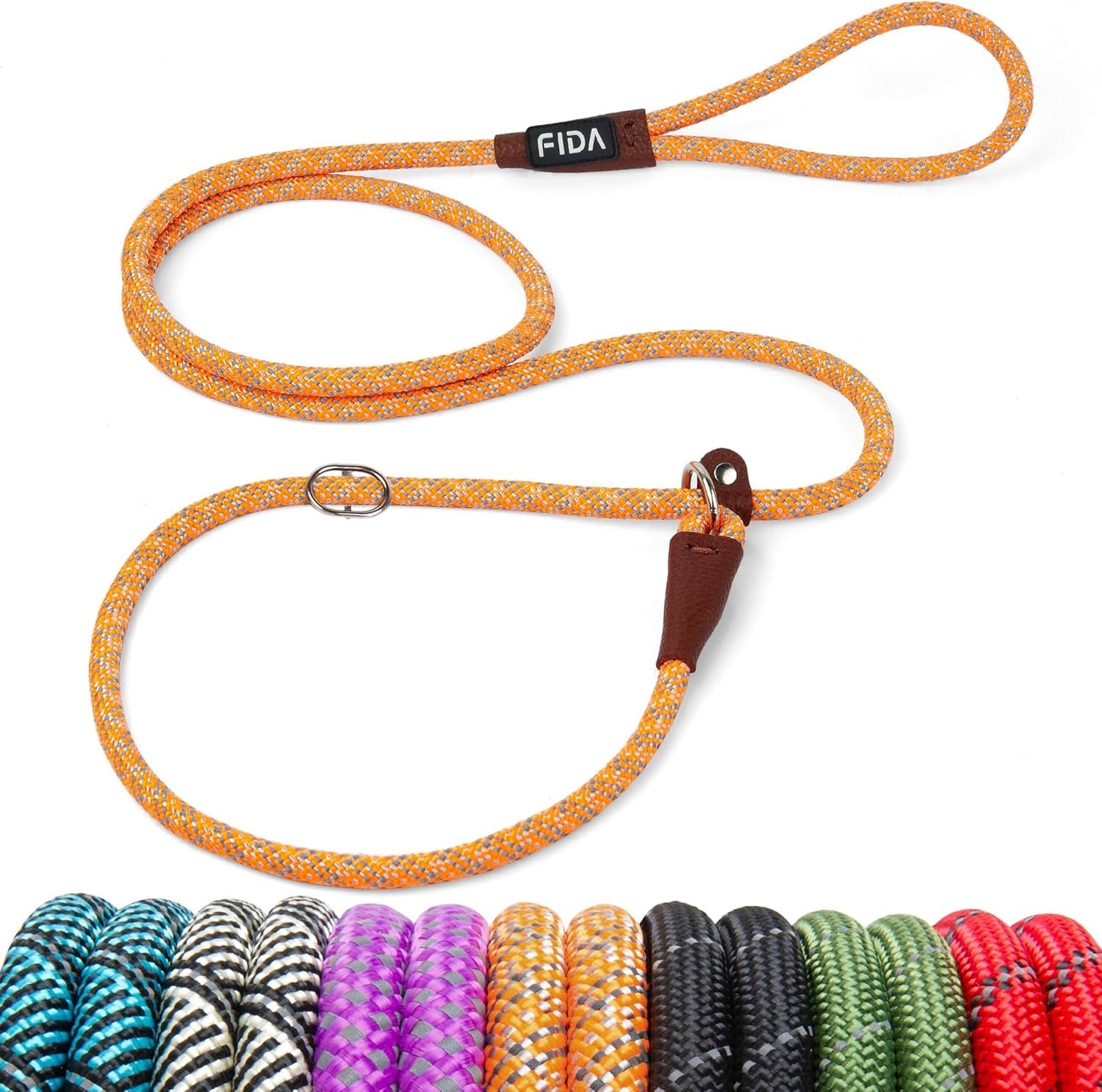 fida-durable-slip-lead-dog-leash-6-ft-x-1-2-heavy-duty-dog-loop-leashes-comfortable-strong-rope-slip-leash-for-large-medium-dogs-no-pull-pet-training-lead-with-highly-reflective1-2-black