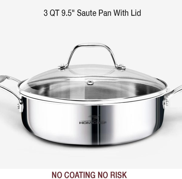 14-Piece Nickel Free Stainless Steel Cookware Set Whole-Clad 3-Ply - Mirror Polished Pots and Pans Set - Healthy Cookware Set with Steamer - Non-Toxic Induction Cookware Sets5