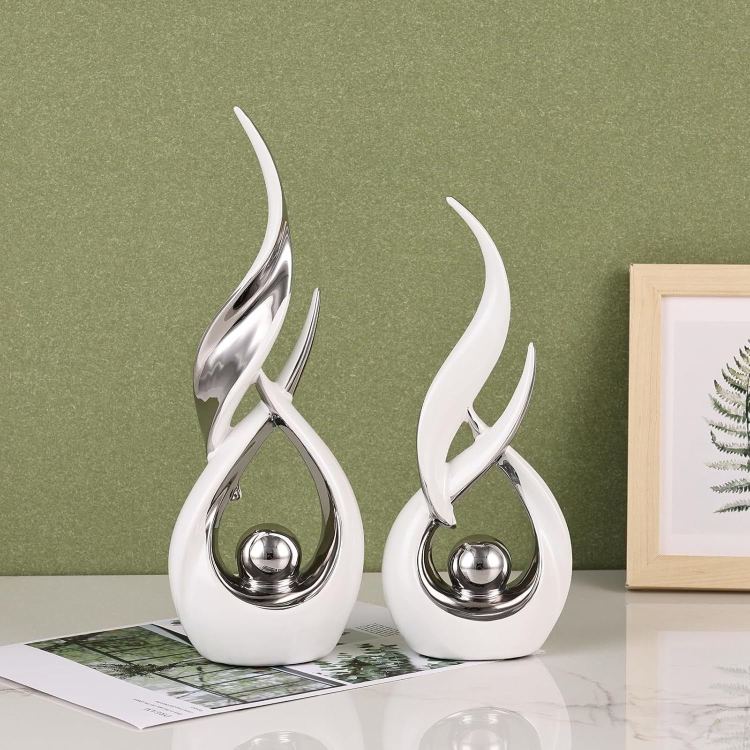 2-pcs-white-silver-ceramic-statues-for-home-decor-accents-modern-abstract-art-sculptures-elegant-tabletop-decorative-objects-for-dining-room-entryway-tv-stand-mantel-coffee-table-centerpieces