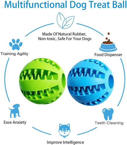 Feixun Dog Treat Toy Ball, Dog Tooth Cleaning Toy, Interactive Dog Toys(1 Green+1 Blue) 2.8" Pack of 23