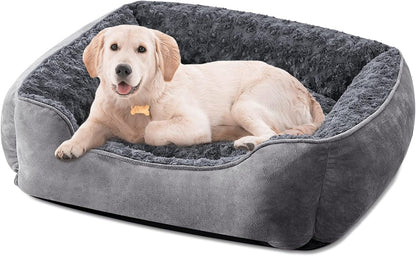 JOEJOY Rectangle Dog Bed for Large Medium Small Dogs - Washable Orthopedic Sofa Bed, Soft Breathable Puppy & Pet Cuddler, Durable Calming Dog Bed with Anti-Slip Bottom, Multiple Sizes, Beige34