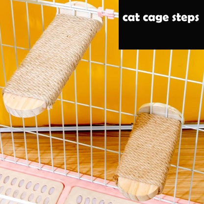 Cat Climbing Steps Scratching Tree - 2Pcs Scratching Steps Sisal Hemp Cage Shelf Ladder Pets Perch Furniture inside the Cage with Install Screws (S)2