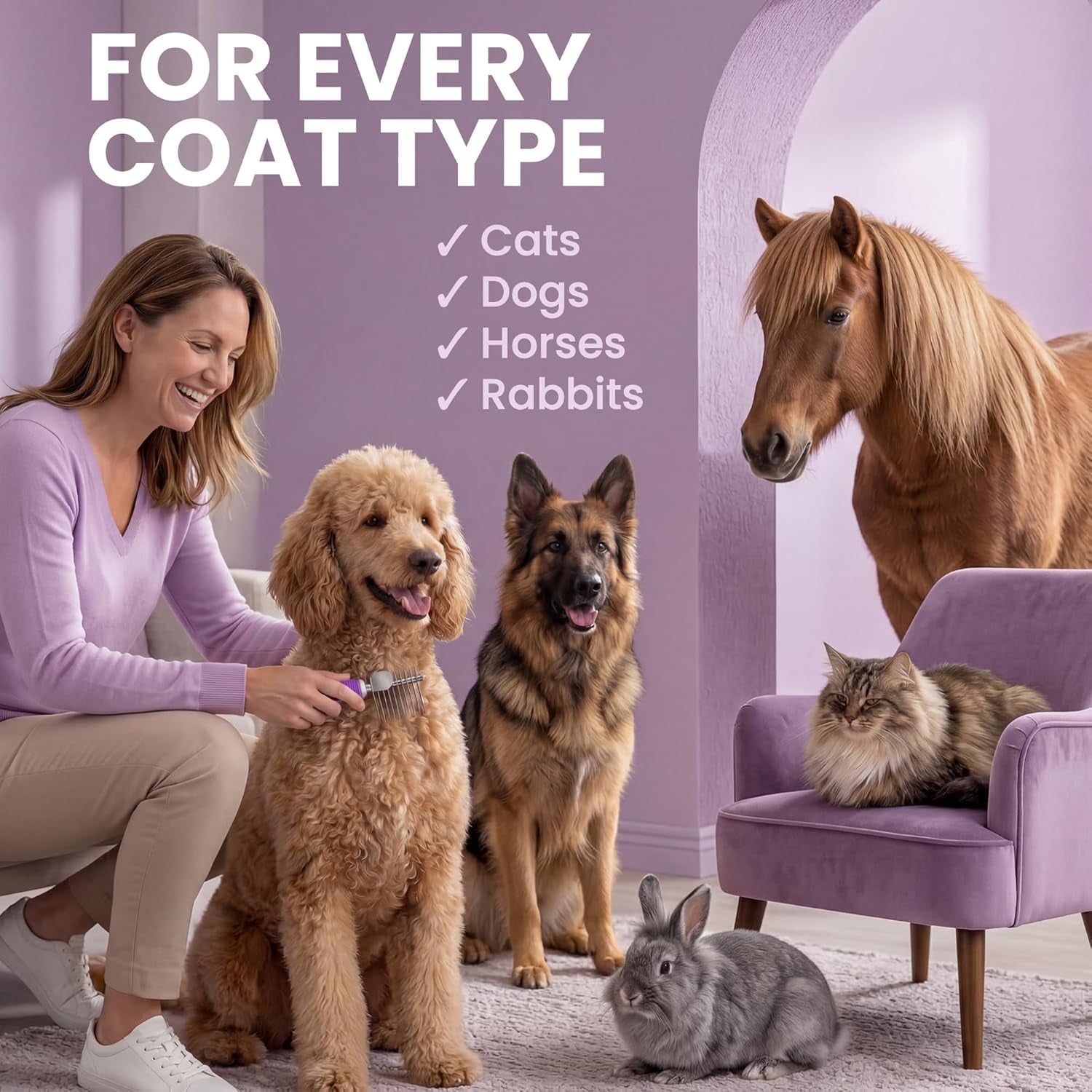 poodle-dematting-fur-rake-comb-brush-for-dogs-and-cats-long-2-5-steel-safety-blades-metal-comb-for-detangling-matted-or-knotted-undercoat-hair