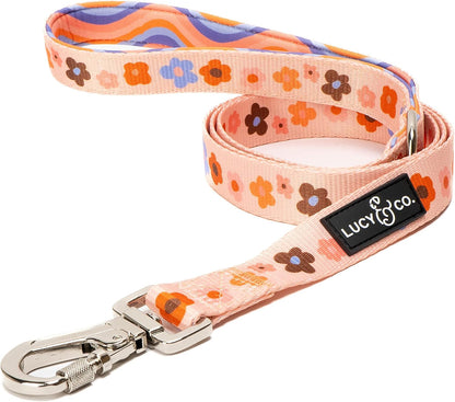 Lucy & Co. Cheery Cherries - Designer Dog Leash for Small to Large Dogs - Padded Handle for Comfort - Large, Red Gingham Cherries - 5 Foot10