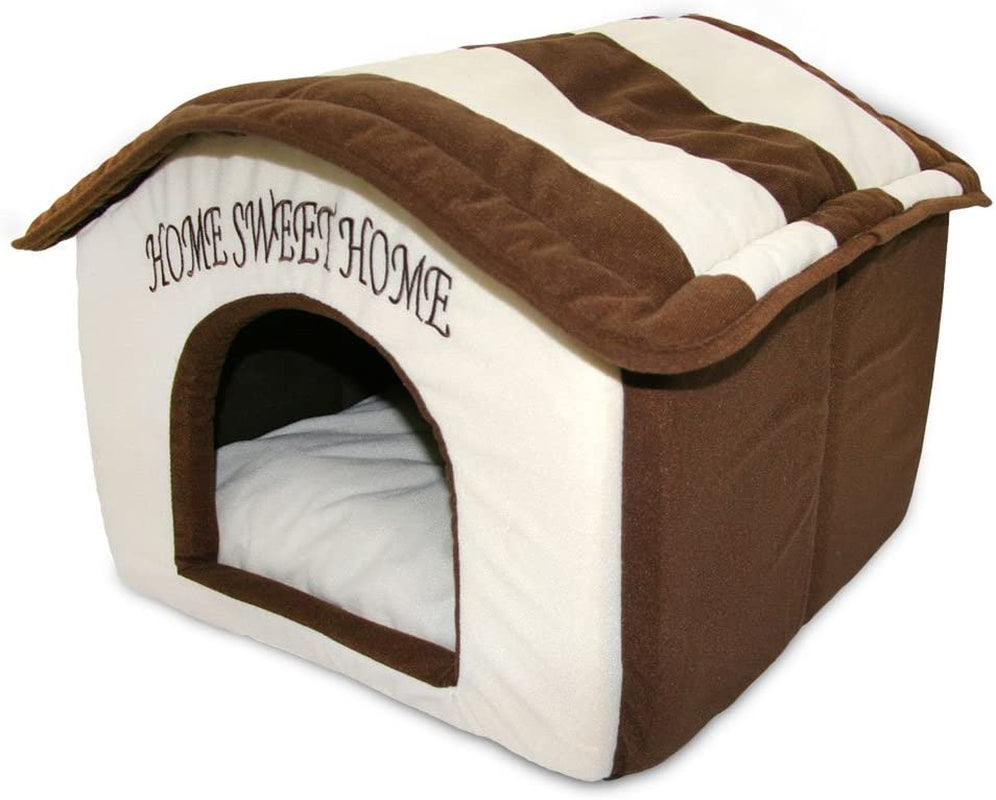 best-pet-supplies-cat-bed-for-indoor-cat-domed-tent-house-with-removable-pillow-covered-cat-cave-for-small-dog-puppies-and-all-breeds-of-cats-tan-19-x-19-x-h-19