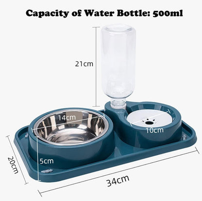 Love Dream Double Dog Cat Bowls, Anti-Slip Pet Food and Water Bowl Set | Automatic Gravity Water Dispenser Bottle Detachable Stainless Steel Bowl No-Spill for Indoor Cats Dogs Puppy Kitten Rabbit7