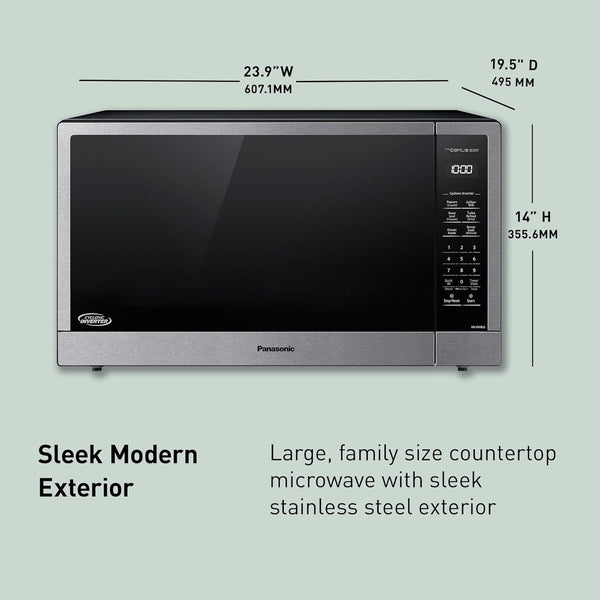 Panasonic NN-SN98JS Microwave Oven Stainless Steel Countertop/Built-In with Inverter Technology and Genius Sensor, 2.2 Cubic Foot, Stainless Steel3