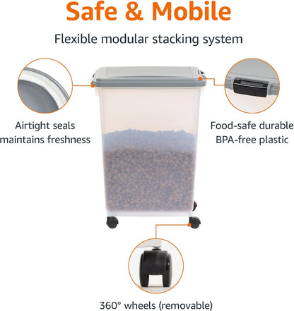 Amazon Basics Airtight Pet Food Storage Container with Scoop, BPA Free, Removable Wheels, 69 QT, Gray2