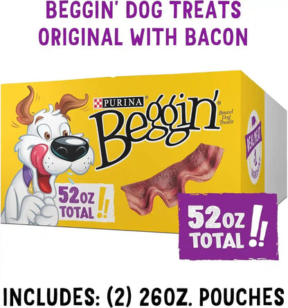 Purina Beggin' Strips Dog Treats, Original with Bacon Flavor - (Pack of 2) 26 Oz. Pouches8
