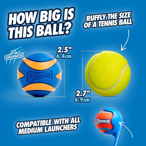 Chuckit! Ultra Ball & Launcher Bundle - Sport 18" with 2 Pack Medium (2.5") Bouncy Fetch Balls for Dogs 20-60 Lbs, Dog Fetch Ball Thrower4