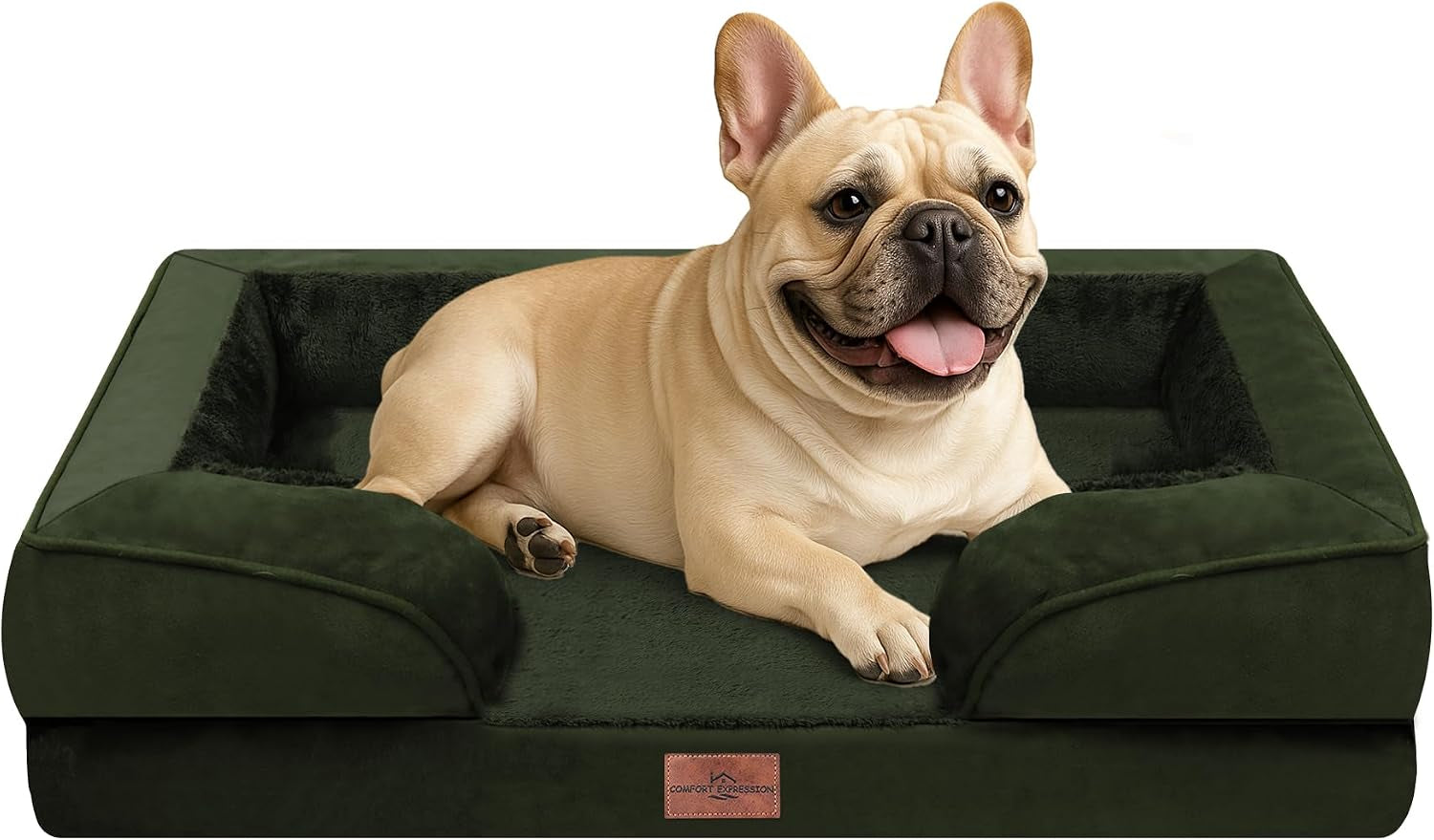 comfort-expression-orthopedic-dog-bed-for-extra-large-dogs-with-bolster-waterproof-dog-couch-bed-with-washable-cover-non-slip-bottom-supportive-egg-crate-foam-xl-pet-bed-42x30-inch
