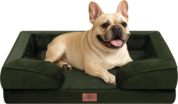 Comfort Expression Orthopedic Dog Bed for Extra Large Dogs with Bolster | Waterproof Dog Couch Bed with Washable Cover & Non-Slip Bottom, Supportive Egg Crate Foam XL Pet Bed, 42X30 Inch128
