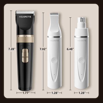 HEAPETS Dog Hair Clippers for Grooming Kit and Dog Paw Trimmer Nail Grinder for Grooming, Low Noise Rechargeable Cordless, Shaver Grooming Supplies for Pet Cats Dogs (Black, White)9