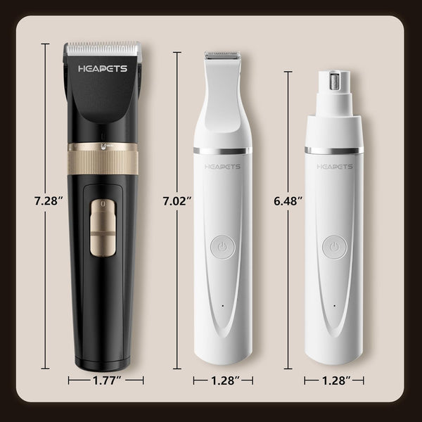 HEAPETS Dog Hair Clippers for Grooming Kit and Dog Paw Trimmer Nail Grinder for Grooming, Low Noise Rechargeable Cordless, Shaver Grooming Supplies for Pet Cats Dogs (Black, White)9