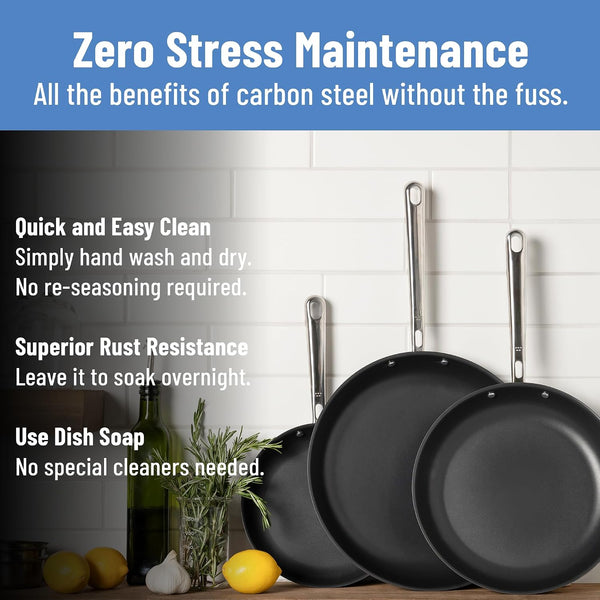 Carbon Nonstick™ Skillet - Nitrided Carbon Steel - Professional Alternative to Teflon - 1100°F High Heat Ready - Easy Release - Induction, Oven, & Grill Safe - 10 Inch6