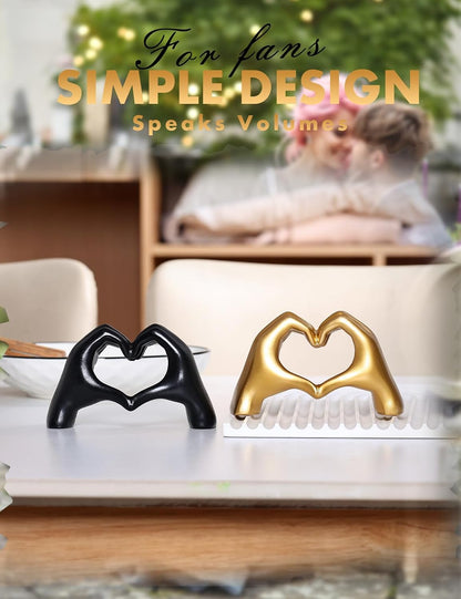 Small Heart Hands Sculpture-Gold Shelf Decor for Living Room, Love Finger Statue Modern Aesthetic Unique Accent Decor Bedroom Knick Knacks -Gifts for Wedding Christmas Birthday(Gold)6