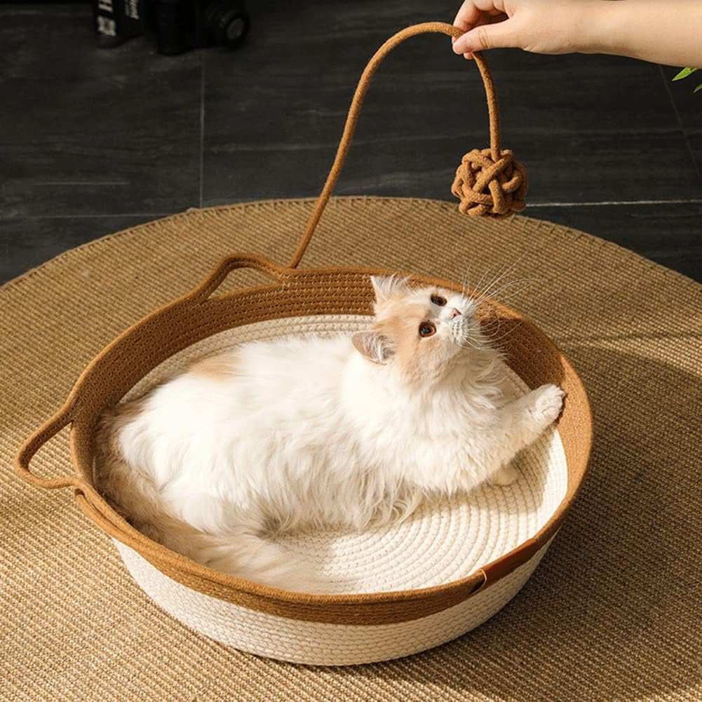 handwoven-cotton-rope-cat-bed-breathable-easy-to-clean-foldable-scratchable-hammock-with-cat-ear-design-with-a-playing-ball-for-kittens-large-brown