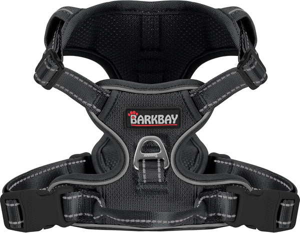 BARKBAY No Pull Pet Harness Dog Harness Adjustable Outdoor Pet Vest 3M Reflective Oxford Material Vest for PINK Dogs Easy Control for Small Medium Large Dogs (L)23