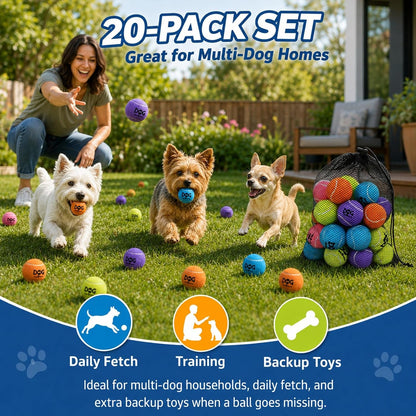 INSUM Small Tennis Balls for Dogs - 2 Inch 20 Pack Squeaky Dog Balls | Built in Squeaker, Durable, SGS Non-Toxic Test, Mini Tennis Balls for Small Breeds, with Mesh Bag5