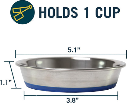 Our Pets Durapet Stainless Steel Non-Slip (Cat Food Bowl or Water Bowl) (Holds up to 1 Cup of Wet or Dry Food) Easy to Clean | Holds Wet or Dry Meals, Easy to Rinse Clean, Grippy Base Keeps It in Place during Mealtime, Durable Everyday Feeding Dish3