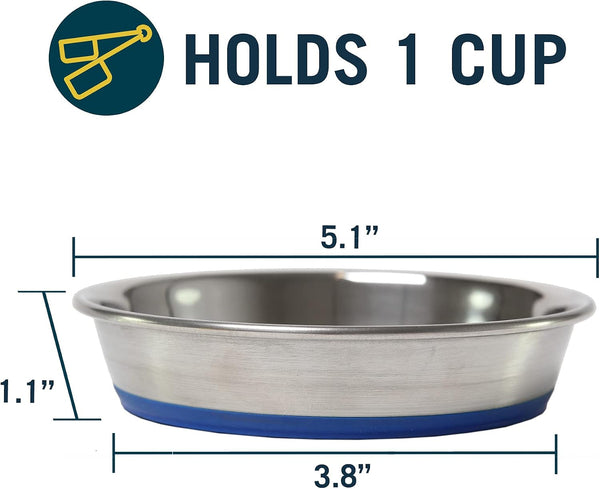 Our Pets Durapet Stainless Steel Non-Slip (Cat Food Bowl or Water Bowl) (Holds up to 1 Cup of Wet or Dry Food) Easy to Clean | Holds Wet or Dry Meals, Easy to Rinse Clean, Grippy Base Keeps It in Place during Mealtime, Durable Everyday Feeding Dish3