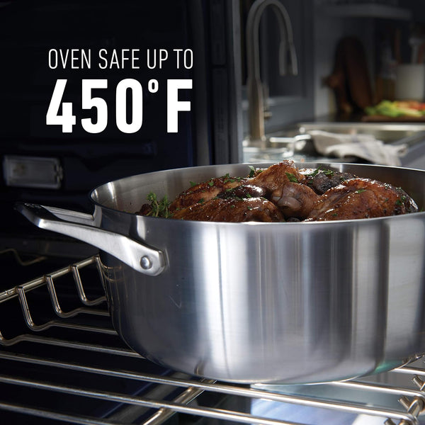Calphalon Stainless Steel Kitchen Cookware, 11-Piece Pots and Pans Set with Stay-Cool Handles, Dishwasher & Oven Safe, Silver12