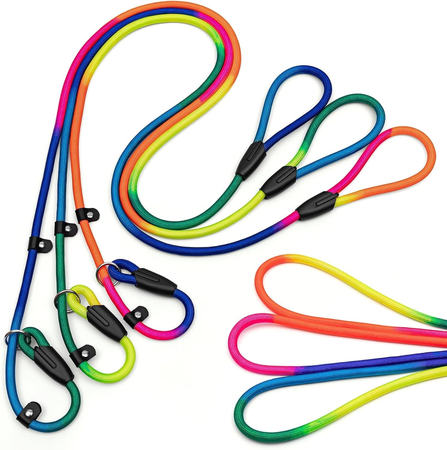 fovrlzse-upgraded-dog-slip-lead-3-pack-adjustable-nylon-lead-for-dogs-red-black-blue-training-aid-eco-friendly-cotton-lining-integrated-plastic-buckle