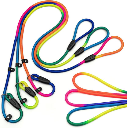 FOVRLZSE Upgraded Dog Slip Lead (3-Pack) Adjustable Nylon Lead for Dogs (Red/Black/Blue), Training Aid, Eco-Friendly Cotton Lining, Integrated Plastic Buckle,8