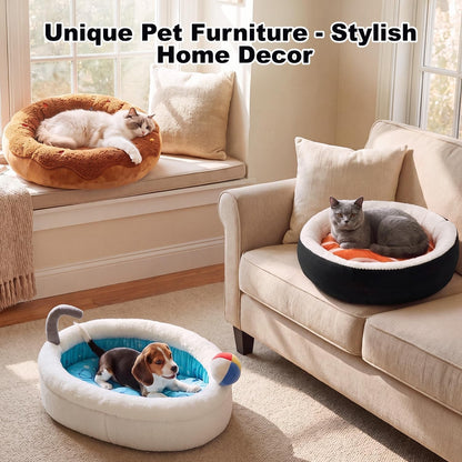 Sushi Cat Bed, Calming Small Dog Bed 21In, Washable | Anti-Anxiety Cuddler Bed for Kitten & Puppy, Ultra-Soft Plush Fur, Non-Slip Bottom, Machine Washable Cushion Pet Bed7