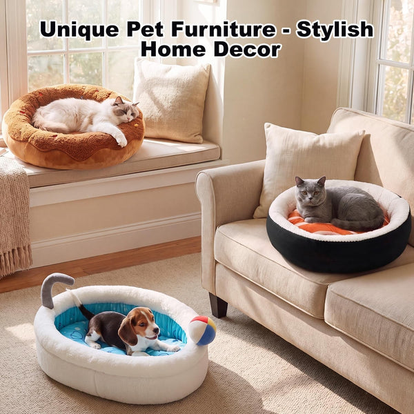 Sushi Cat Bed, Calming Small Dog Bed 21In, Washable | Anti-Anxiety Cuddler Bed for Kitten & Puppy, Ultra-Soft Plush Fur, Non-Slip Bottom, Machine Washable Cushion Pet Bed7