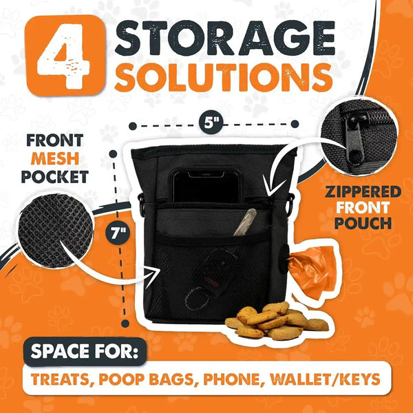 Mighty Paw Dog Treat Pouch | No Spill Magenetic Clasp - Hands-Free Pouches for Training - Pets Training Treat Pouches for Dog Walks - Pet Bags Pouch - Built in Poop Bag Holder - Black4