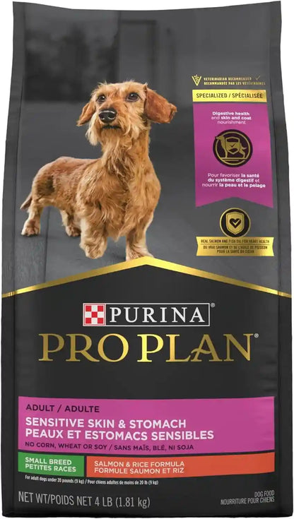 Purina Pro Plan Sensitive Skin and Stomach Dog Food Small Breed, Adult Salmon & Rice Formula - 4 Lb. Bag4