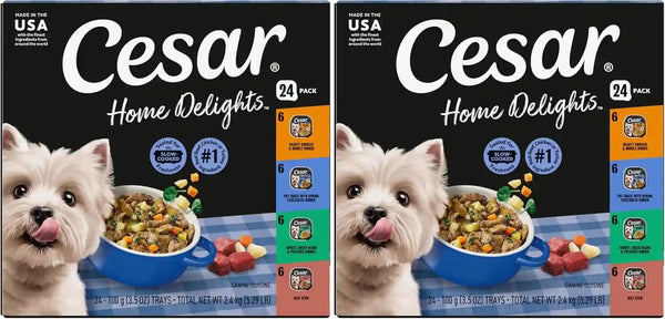 Cesar Home Delights Wet Dog Food, Dinner and Stew Variety, 3.5 Oz, 24 Count | Real Meat #1 Ingredient, No Fillers, No Added Sugar, No Artificial Flavors, Complete & Balanced, Easy Peel Trays14
