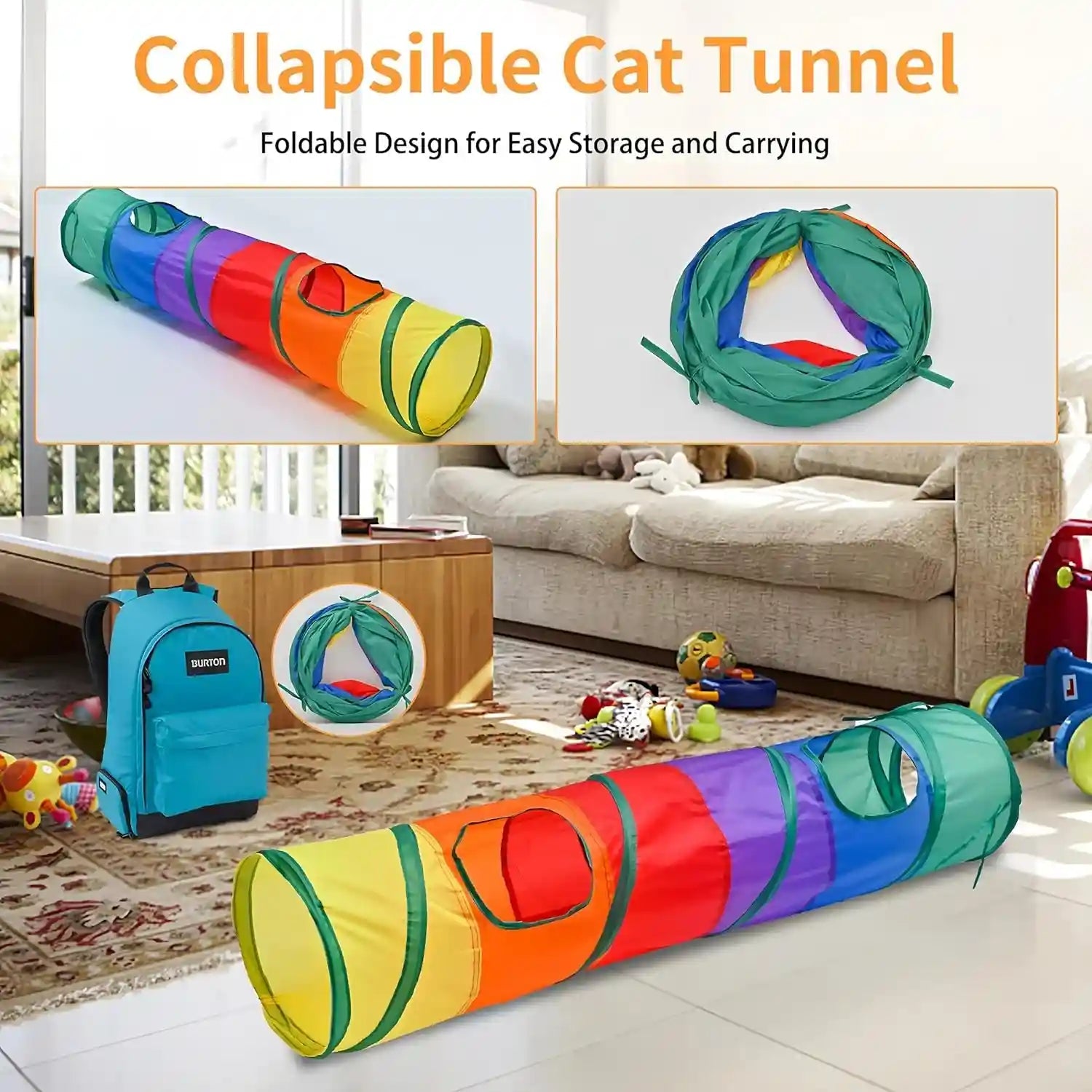 icagy-25-pcs-cat-toys-for-cats-indoor-kittens-interactive-variety-pack-45-inches-rainbow-cat-tunnel-feather-teaser-feather-golf-mice-springs-balls-noise-toys-rainbow-colorful-45